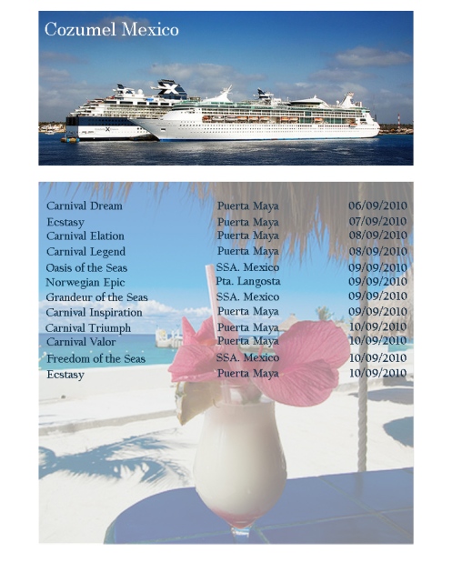 Cozumel Port. Cruise lines Itinerary.